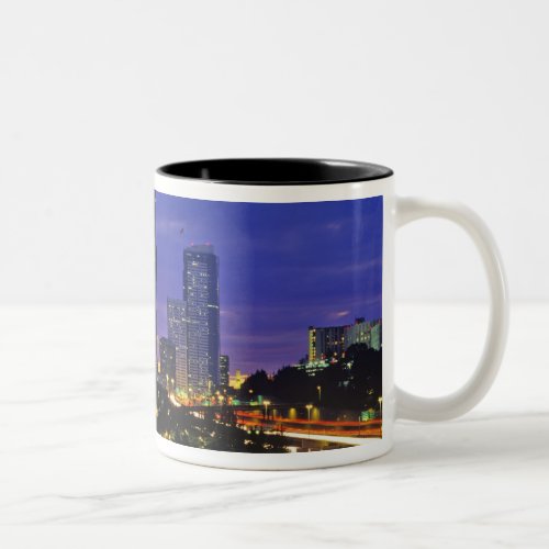 Seattle Washington skyline at night Two_Tone Coffee Mug