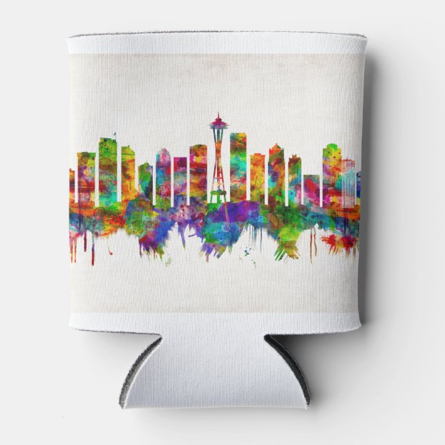 Seattle Washington Skyline Can Cooler (Front)