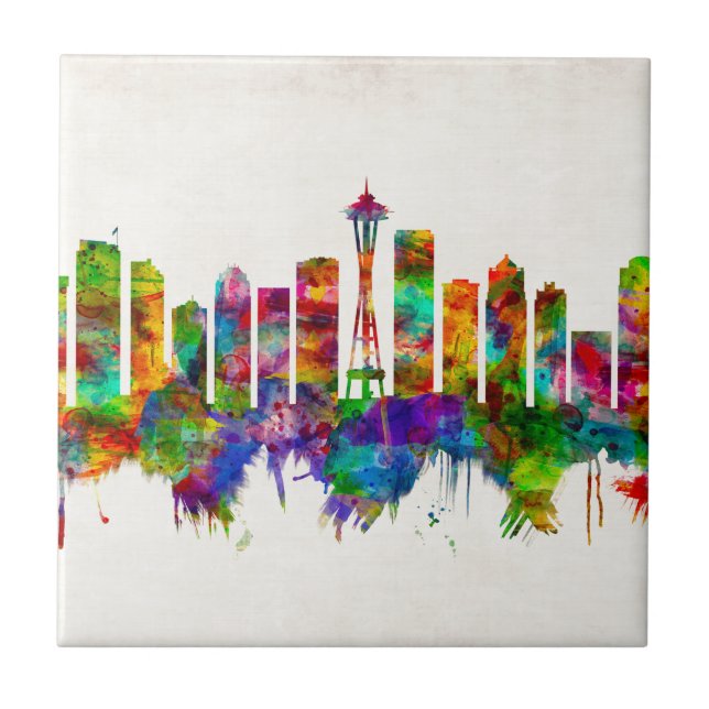 Seattle Washington Skyline Ceramic Tile (Front)