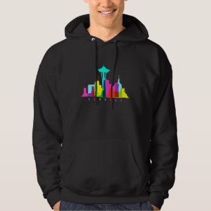 Seattle Washington Skyline Colorful American Citys Hoodie