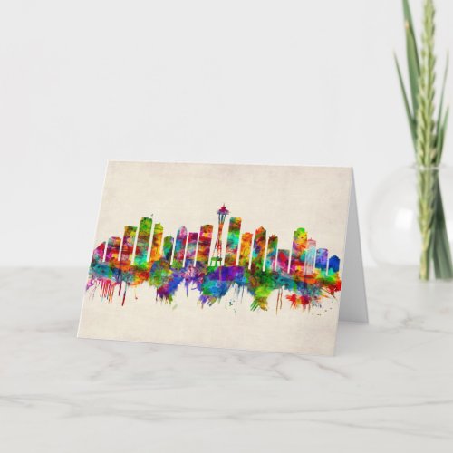 Seattle Washington Skyline Holiday Card