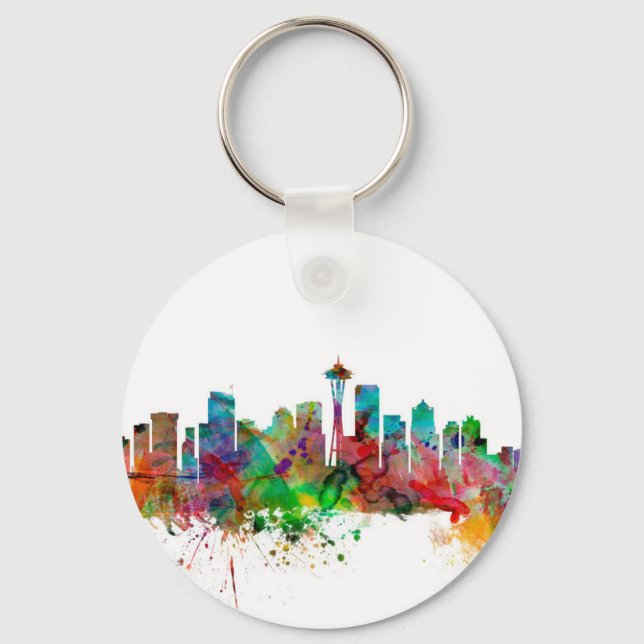 Seattle Washington Skyline Keychain (Front)