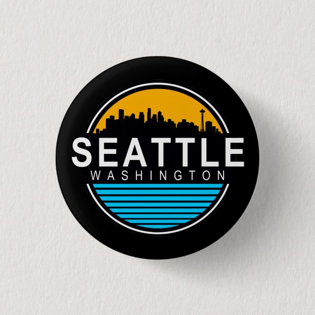 Seattle Washington Skyline  Keychain Button (Front)