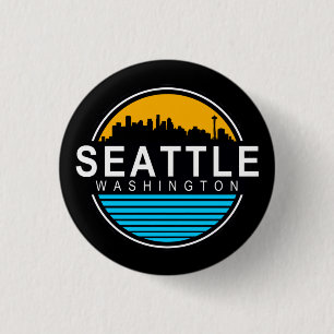 Seattle Washington Skyline Keychain Button