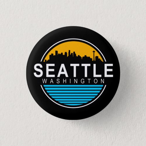 Seattle Washington Skyline  Keychain Button