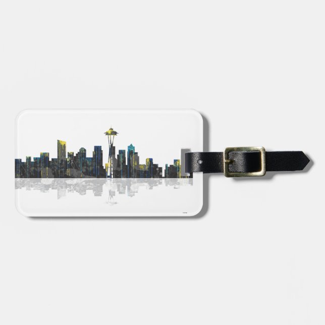 Seattle Washington Skyline Luggage Tag (Front Horizontal)