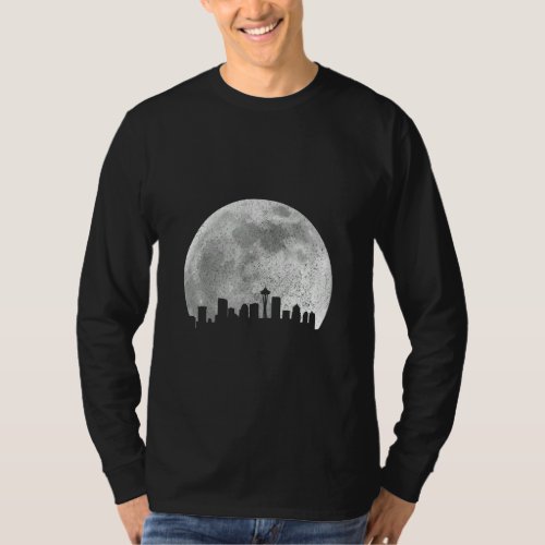 Seattle Washington Skyline Moon Pride Vintage Seat T_Shirt