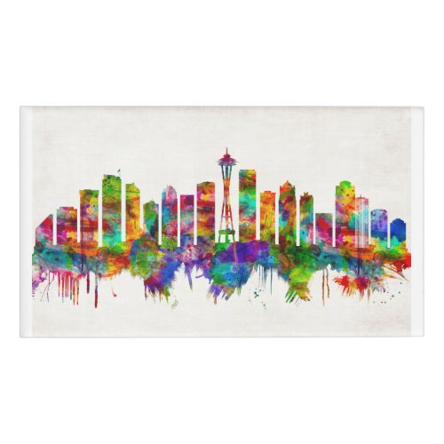 Seattle Washington Skyline Name Tag