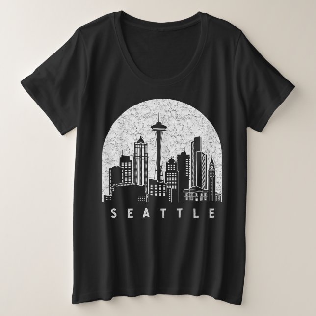 Seattle Washington Skyline Plus Size T-Shirt (Design Front)