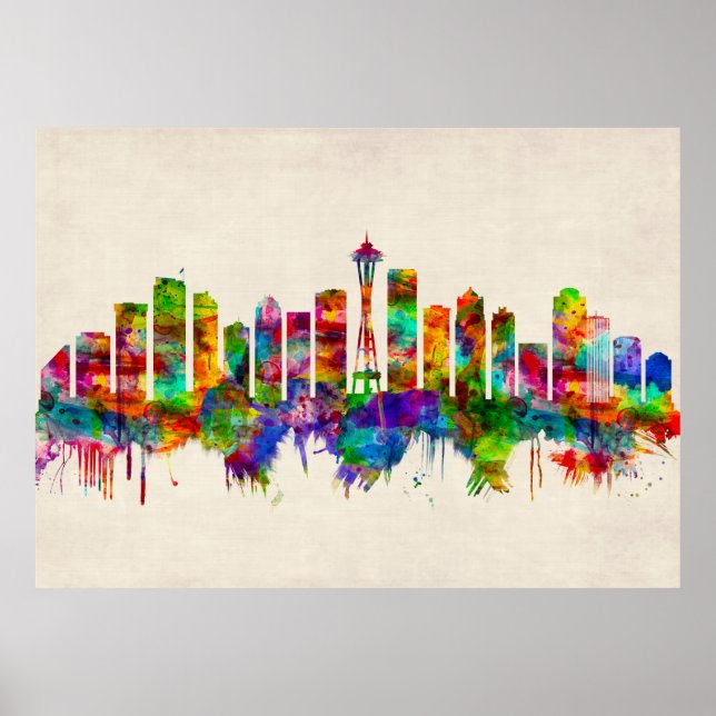Seattle Washington Skyline Poster (Front)