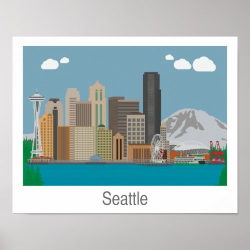 Seattle Washington Skyline Print _ PosterCanvas