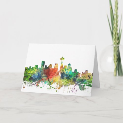 SEATTLE WASHINGTON SKYLINE SP _ HOLIDAY CARD