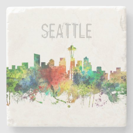 Seattle Washington Skyline Sp - Stone Coaster