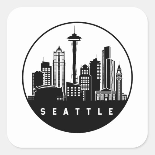 Seattle Washington Skyline Square Sticker