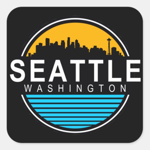 Seattle Washington Skyline Travel  Square Sticker