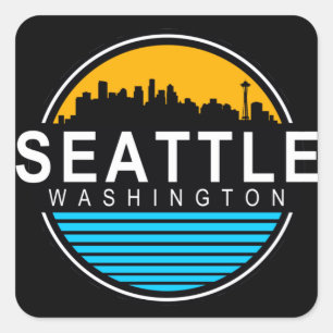 Seattle Washington Skyline Travel Square Sticker
