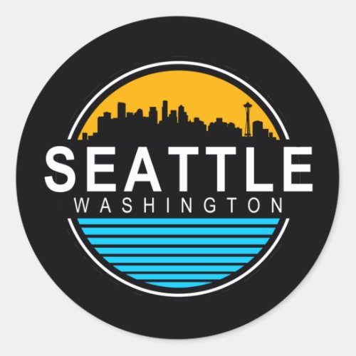 Seattle Washington Skyline Travel  Square Sticker