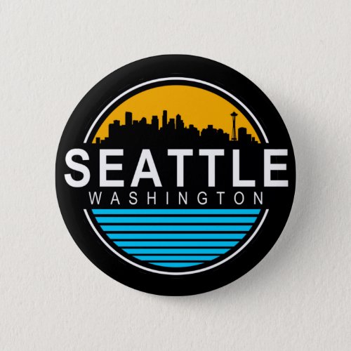 Seattle Washington Skyline Travel  Trucker Hat Button