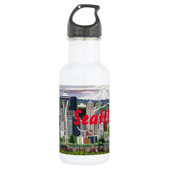 Seattle Washington Stainless Steel Water Bottle (Front)