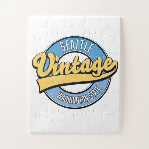 Seattle Washington State retro logo Jigsaw Puzzle