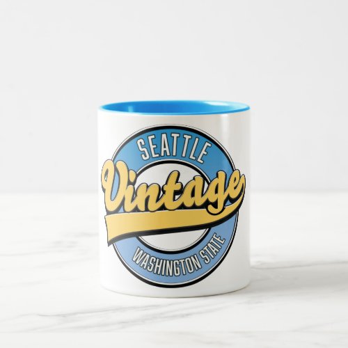 Seattle Washington State retro logo Two_Tone Coffee Mug