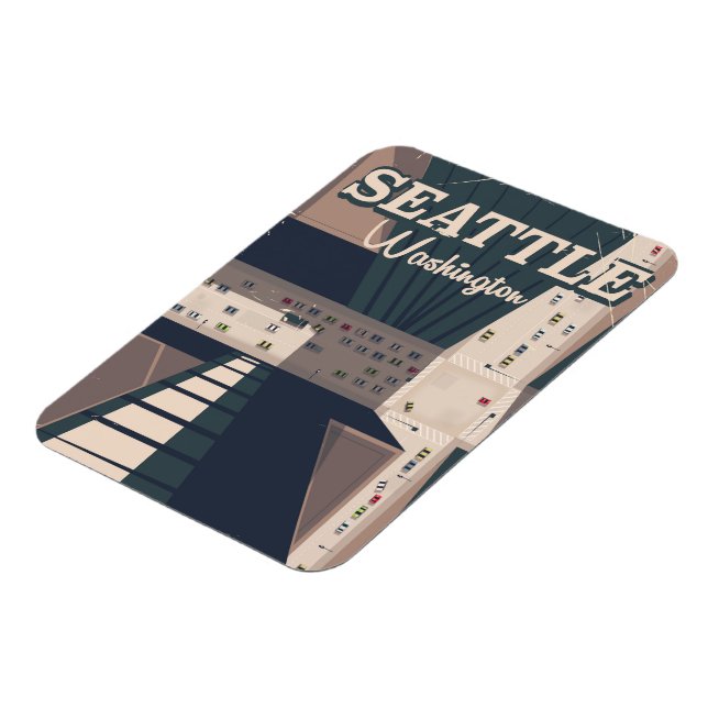 Seattle, Washington state Travel poster Magnet (Left Side)