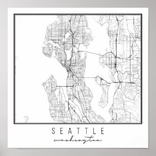 Seattle Washington Street Map Poster