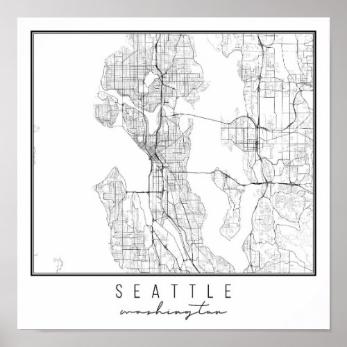 Seattle Washington Street Map Poster