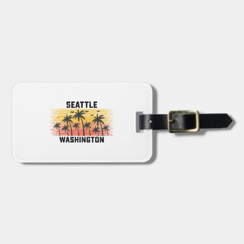 Seattle Washington Summer Retro VIntage Vacation Luggage Tag