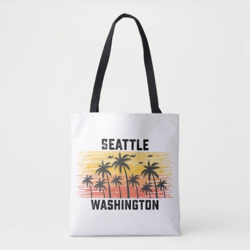 Seattle Washington Summer Retro VIntage Vacation Tote Bag