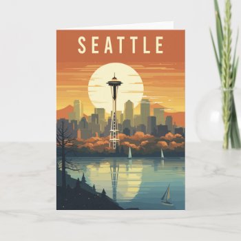 Seattle Washington Travel Print Card by thepixelprojekt at Zazzle