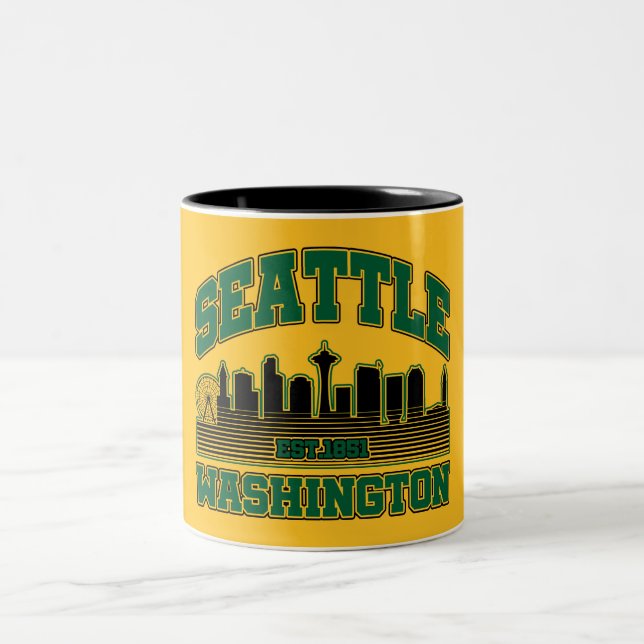 Seattle,Washington Two-Tone Coffee Mug (Center)