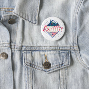 Seattle Washington United States City Skyline USA Button