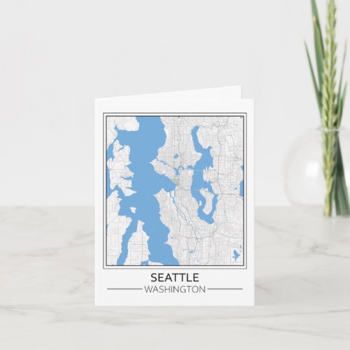Seattle Washington USA Travel City Map Card