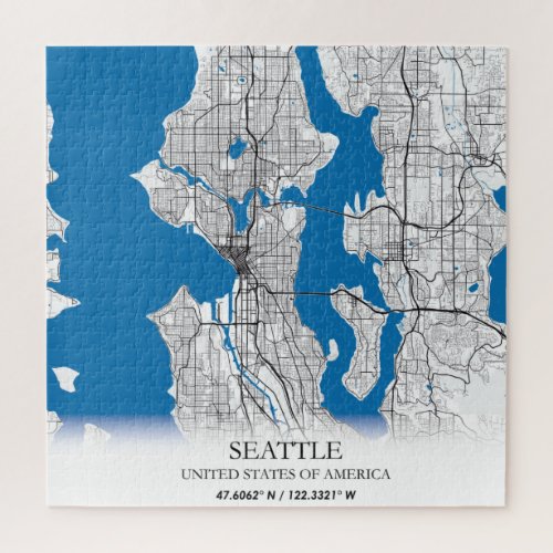 Seattle Washington USA Travel City Map Jigsaw Puzzle