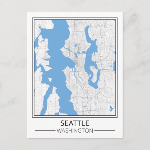 Seattle Washington USA Travel City Map Postcard