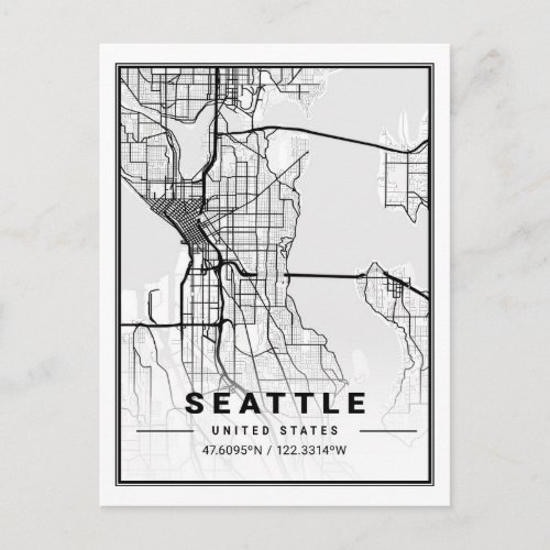 Seattle Washington USA Travel City Map Postcard