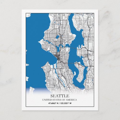 Seattle Washington USA Travel City Map Postcard