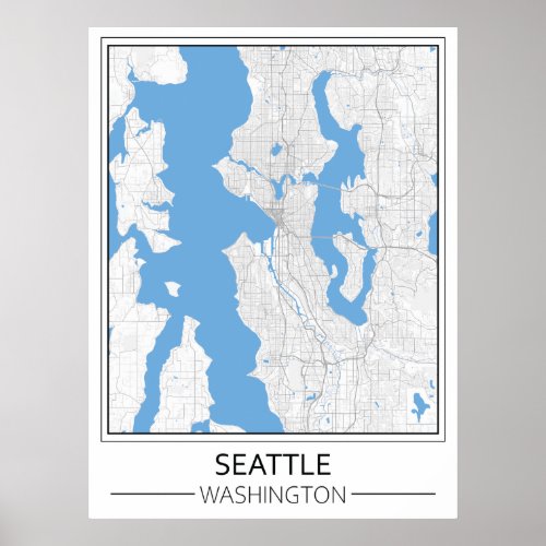 Seattle Washington USA Travel City Map Poster