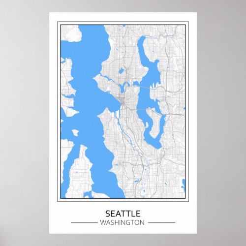 Seattle Washington USA Travel City Map Poster