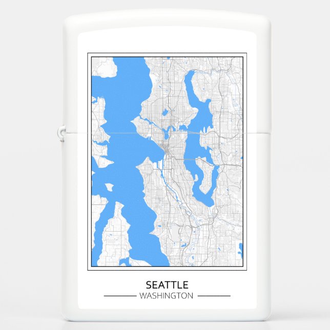 Seattle Washington USA Travel City Map Zippo Lighter (Front)