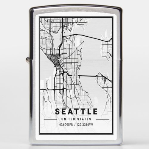 Seattle Washington USA Travel City Map Zippo Lighter