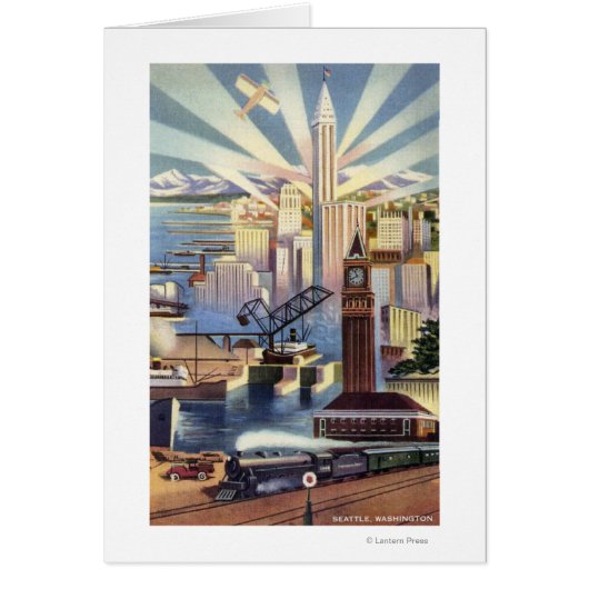 Seattle, Washington - View of Downtown Cards (Front)
