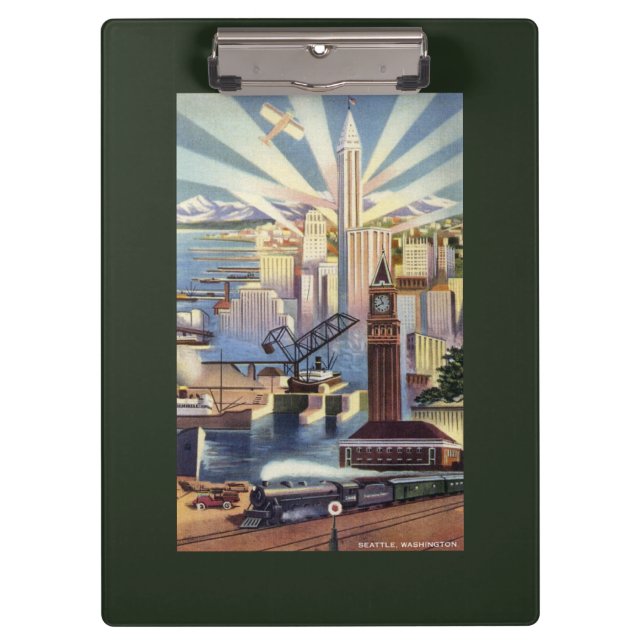 Seattle, Washington - View of Downtown Clipboard (Front)