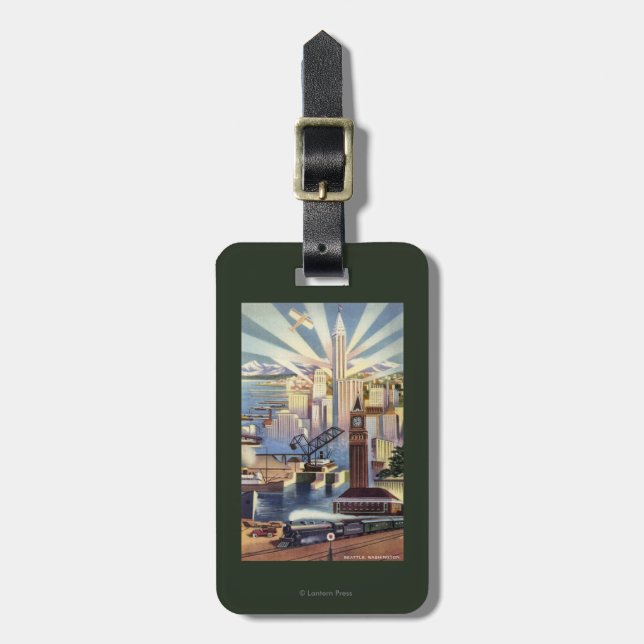 Seattle, Washington - View of Downtown Luggage Tag (Front Vertical)