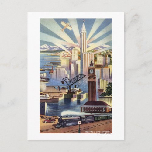 Seattle Washington _ View of Downtown Postcard