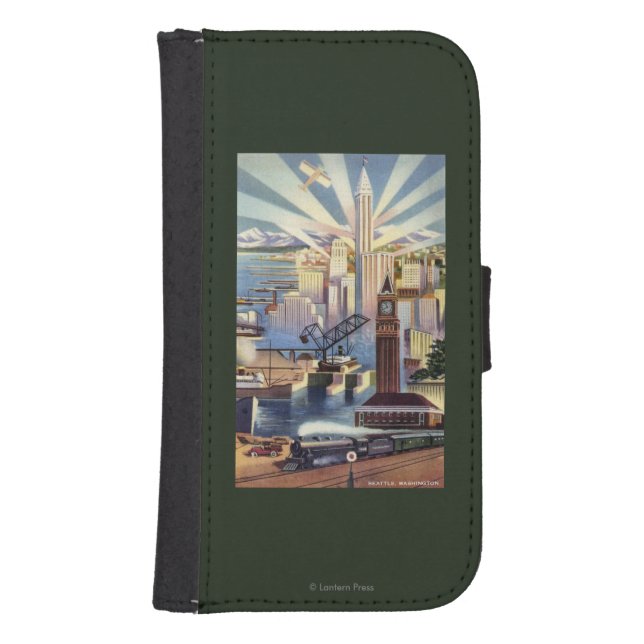Seattle, Washington - View of Downtown Samsung Galaxy Wallet Case (Front)