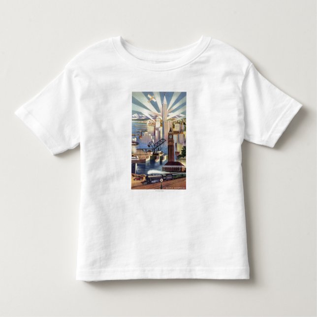 Seattle, Washington - View of Downtown Toddler T-shirt (Front)