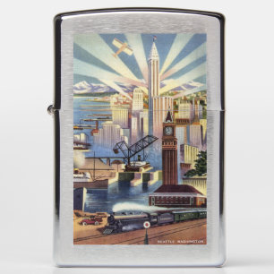 Seattle, Washington - View of Downtown Zippo Lighter