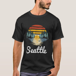 Seattle Washington Vintage Retro Sunset Gift T-Shirt